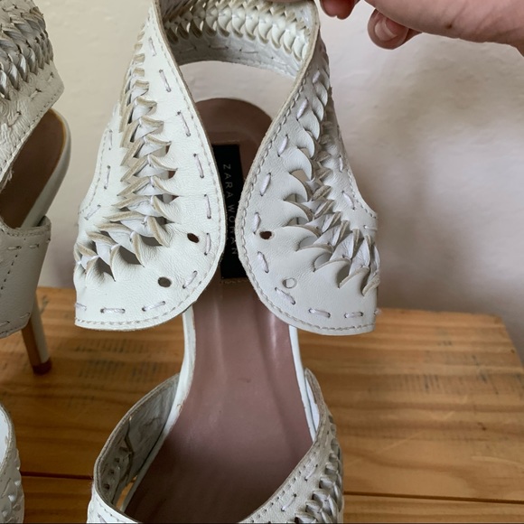 Zara Woven Lace-Up Ankle Strap Heels - Size 37 - Picture 6 of 13